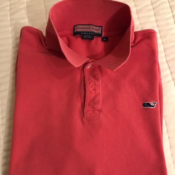Mens Vineyard Vines Salmon Red Polo Shirt - Picture 5 of 6